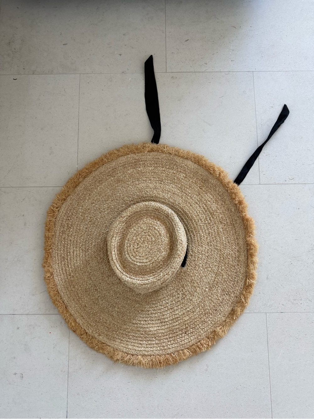 Lack Of Color Natural Straw Hat with Black Ties